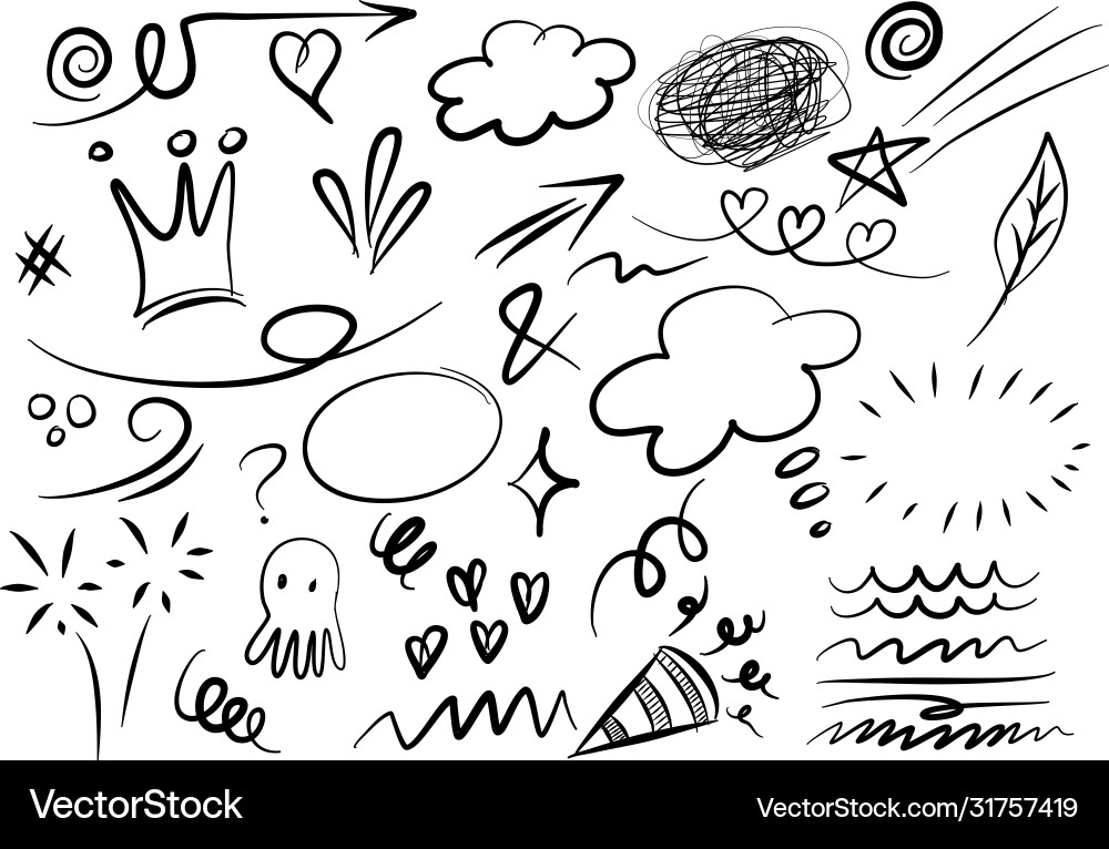 Hand drawn set elements for concept design Vector Image