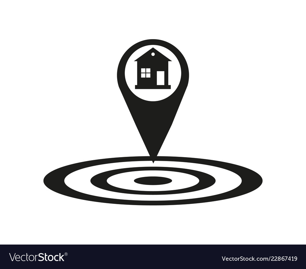 House location icon drop shadow map pointer vector image House location icon drop shadow map pointer