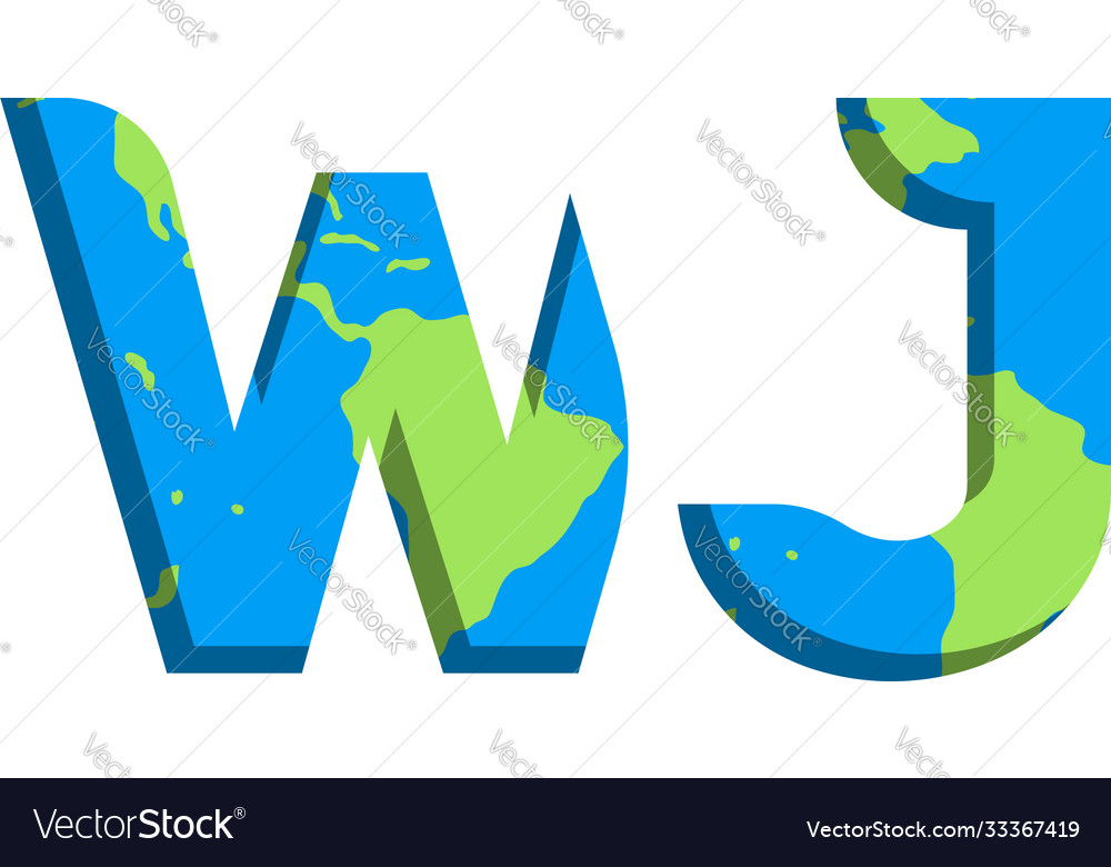 Initial wj logo design with world map style