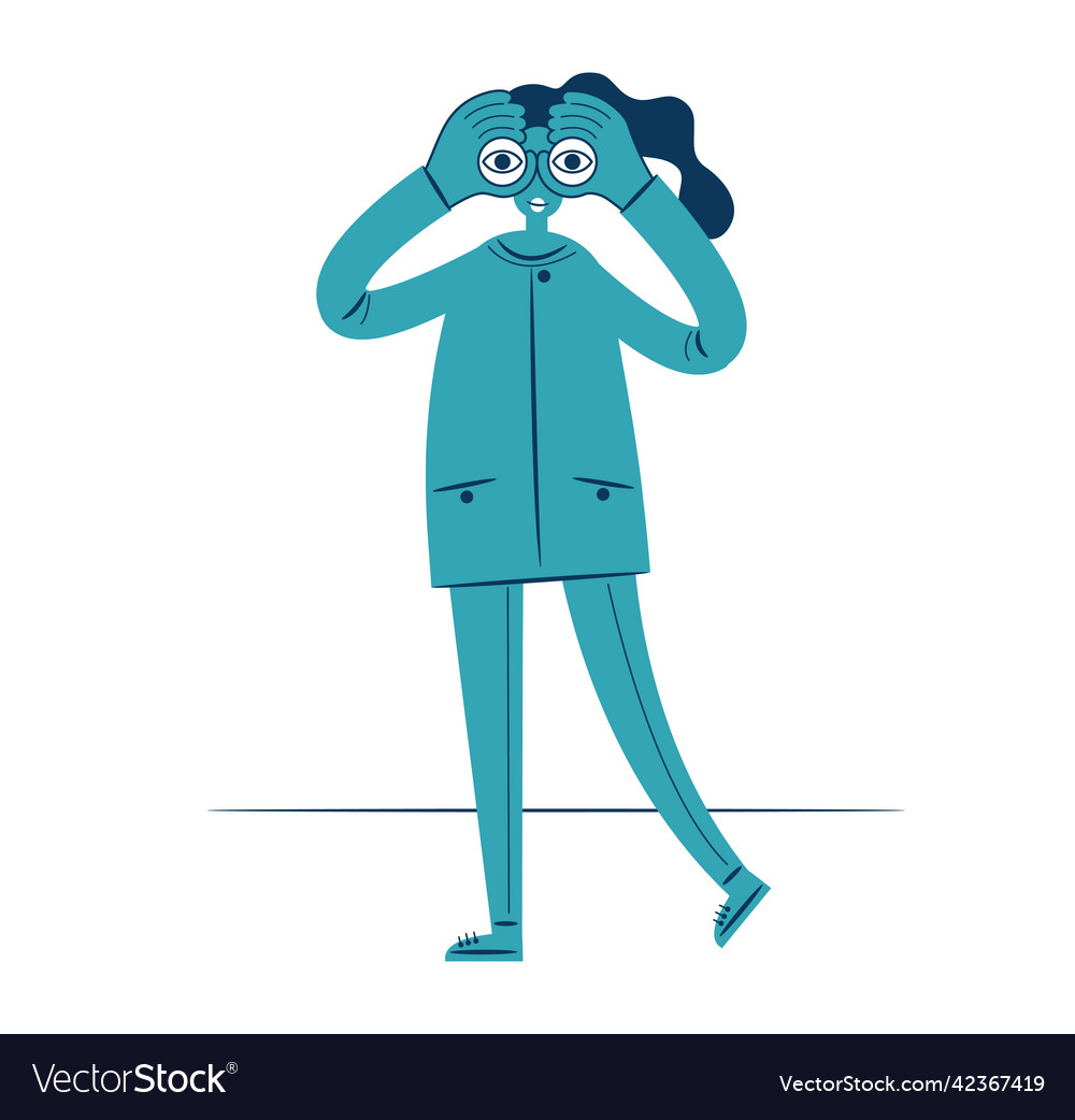Mann der durch Fernglas blickt vector image Mann der durch Fernglas blickt