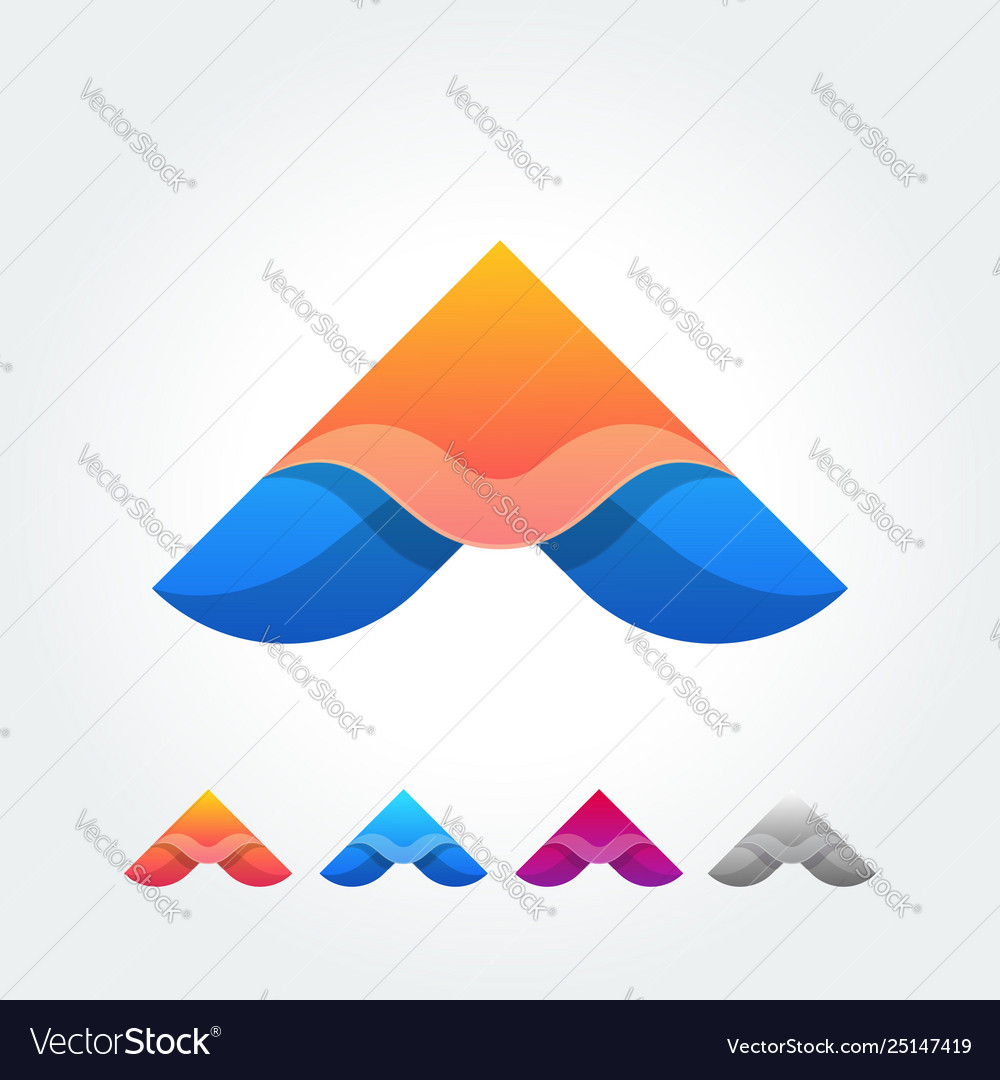 Origami play button logo in material design style vector image Origami play button logo in material design style