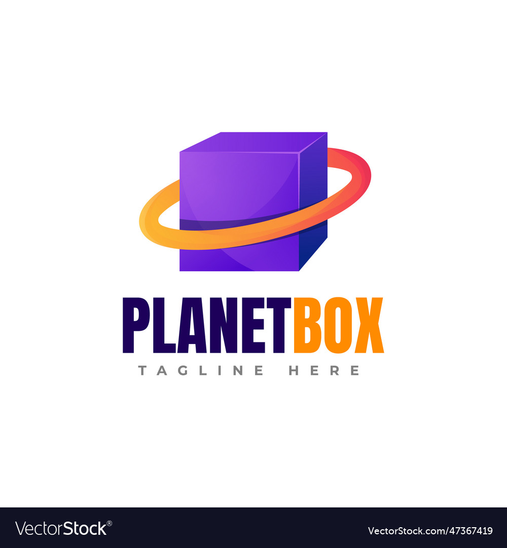 Planet cube logo template design vector image Planet cube logo template design