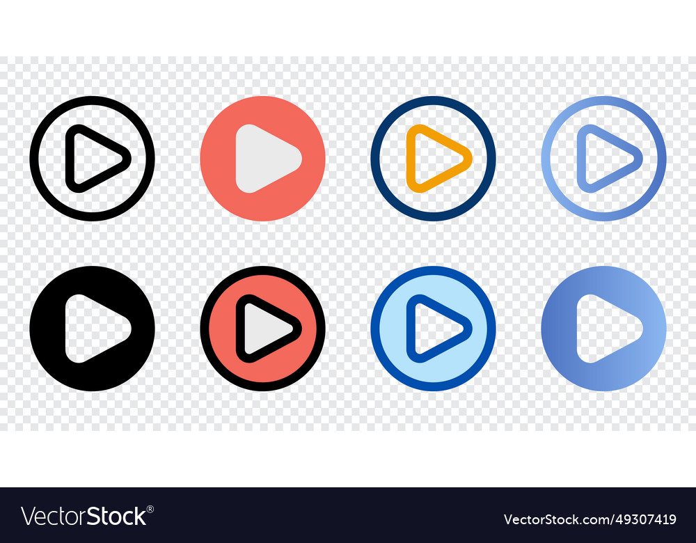 Play button icons in different style vector image Play button icons in different style