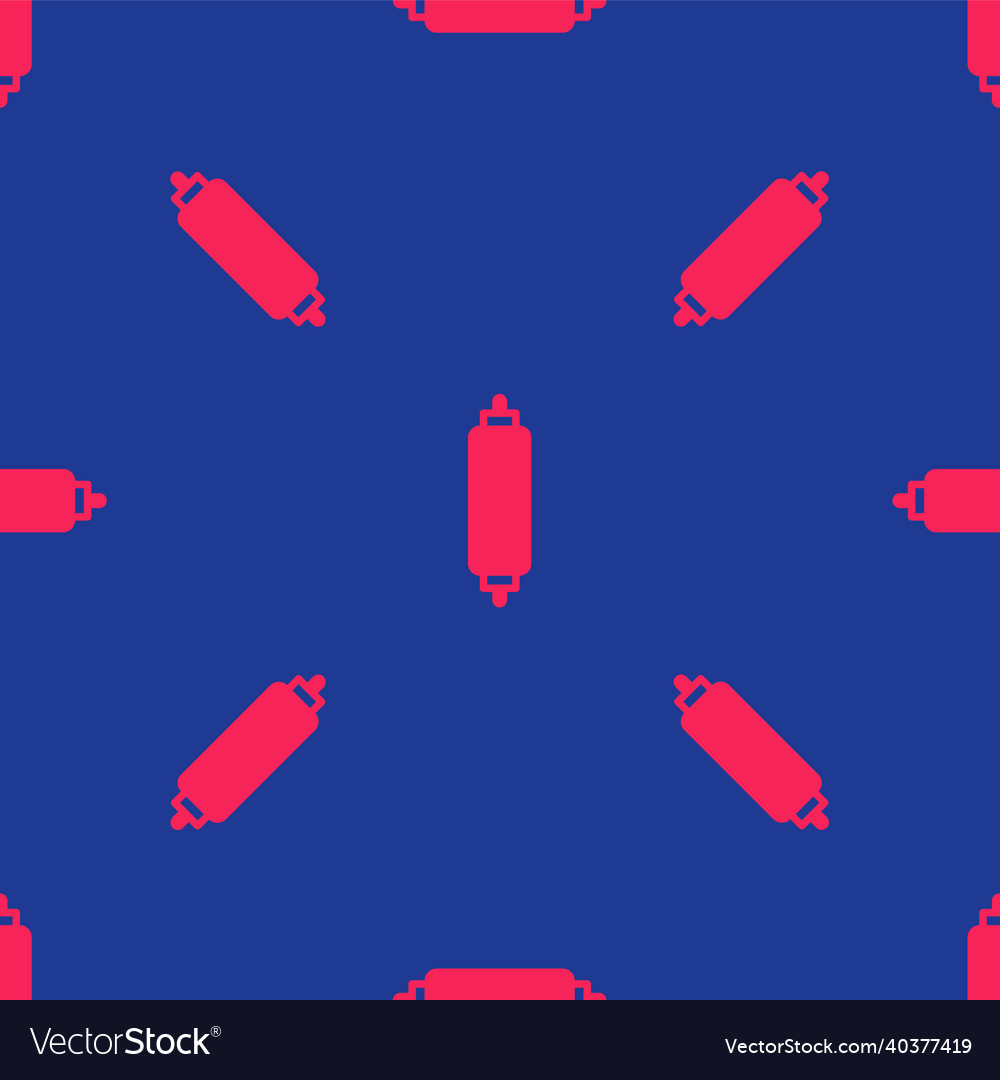 Red rolling pin icon isolated seamless pattern vector image Red rolling pin icon isolated seamless pattern
