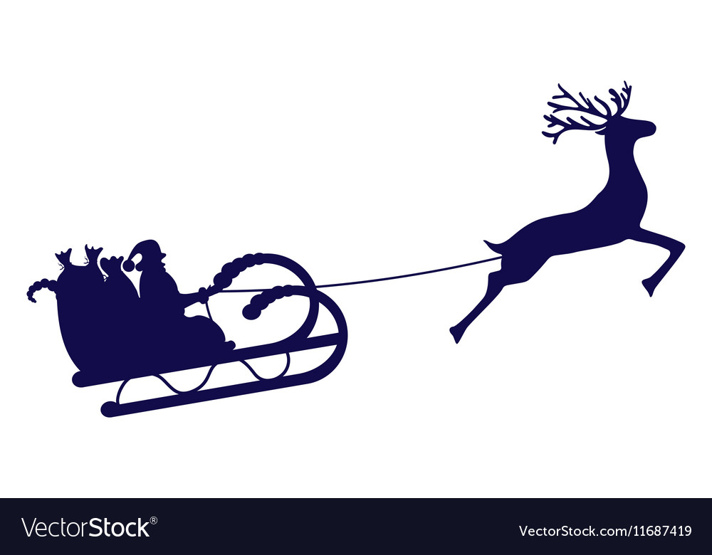 Santa claus rides in a sleigh harness Royalty Free Vector