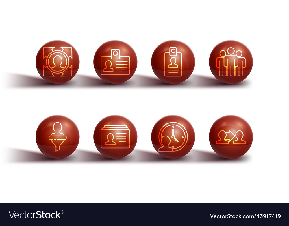 Set line head hunting users group time vector image Set line head hunting users group time