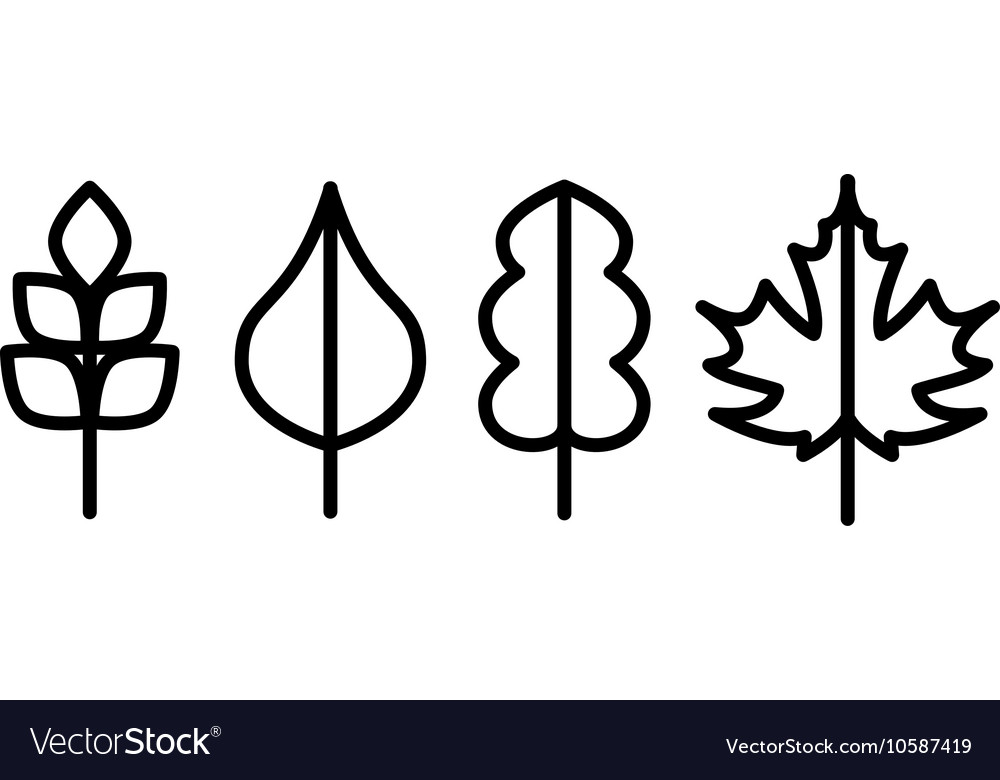 Simple Tree Leaf Line Icons