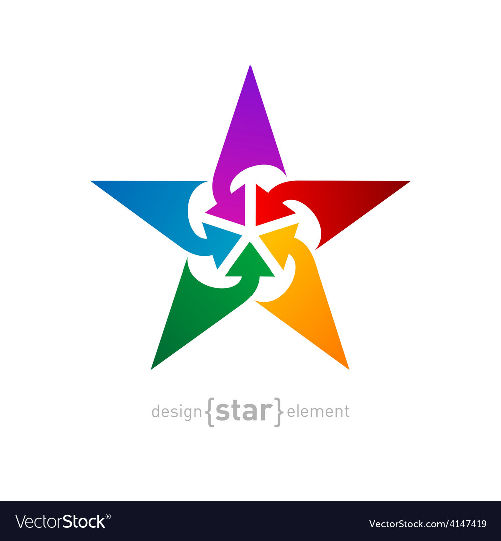 Star with arrows abstract design element on white