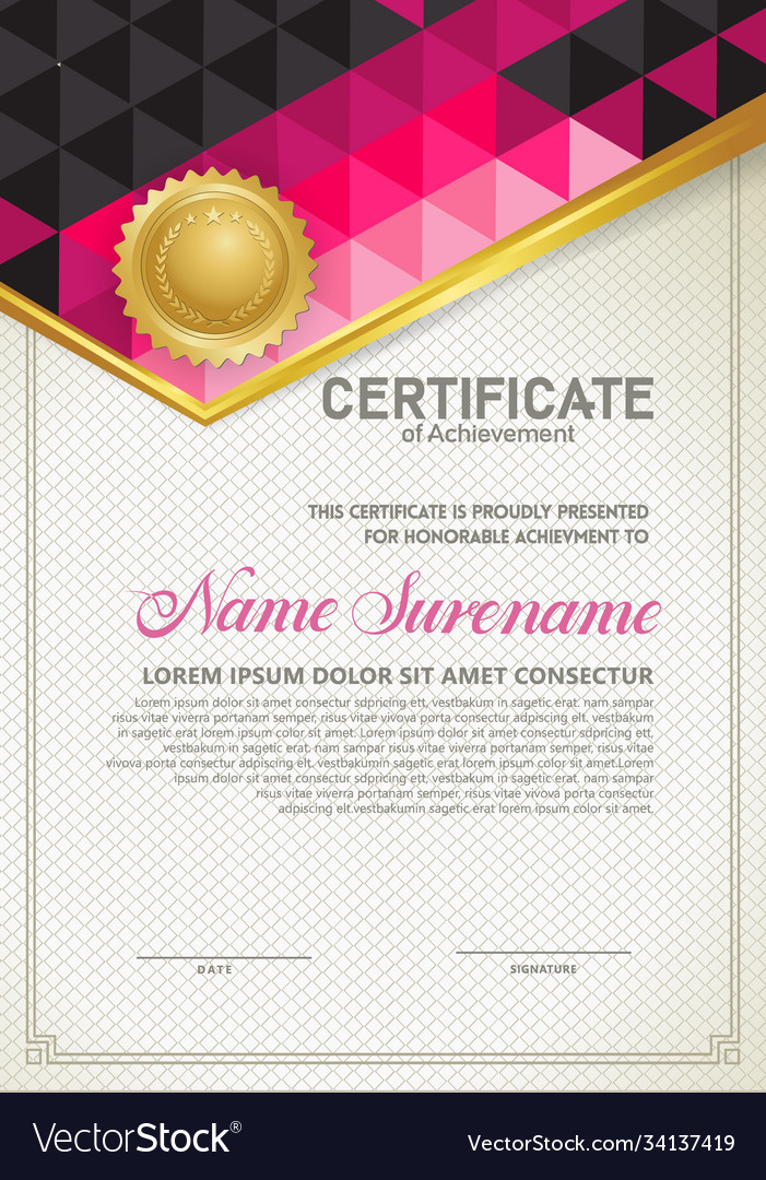 Vertical certificate template with triangle Vector Image Vertical certificate template with triangle