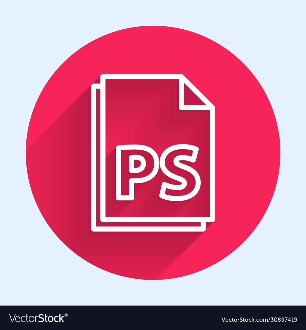 White line ps file document icon isolated
