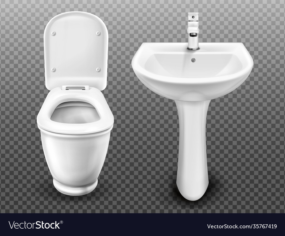White toilet bowl and sink for bathroom vector image White toilet bowl and sink for bathroom