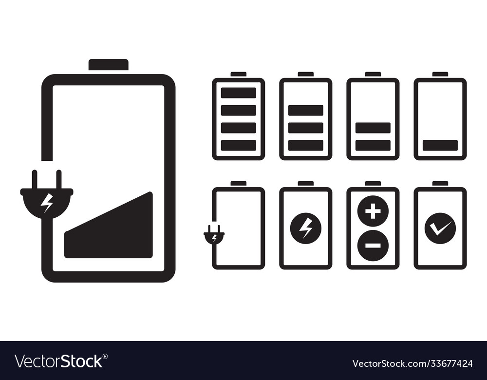 Battery charging charge indicator icon level Vector Image