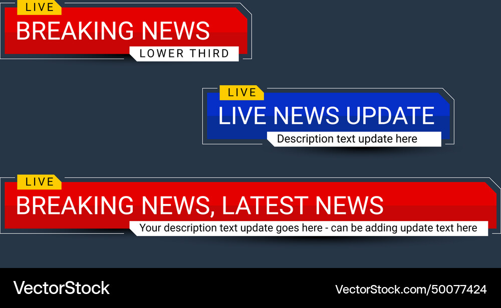 Breaking News Live Update Lower Third Royalty Free Vector