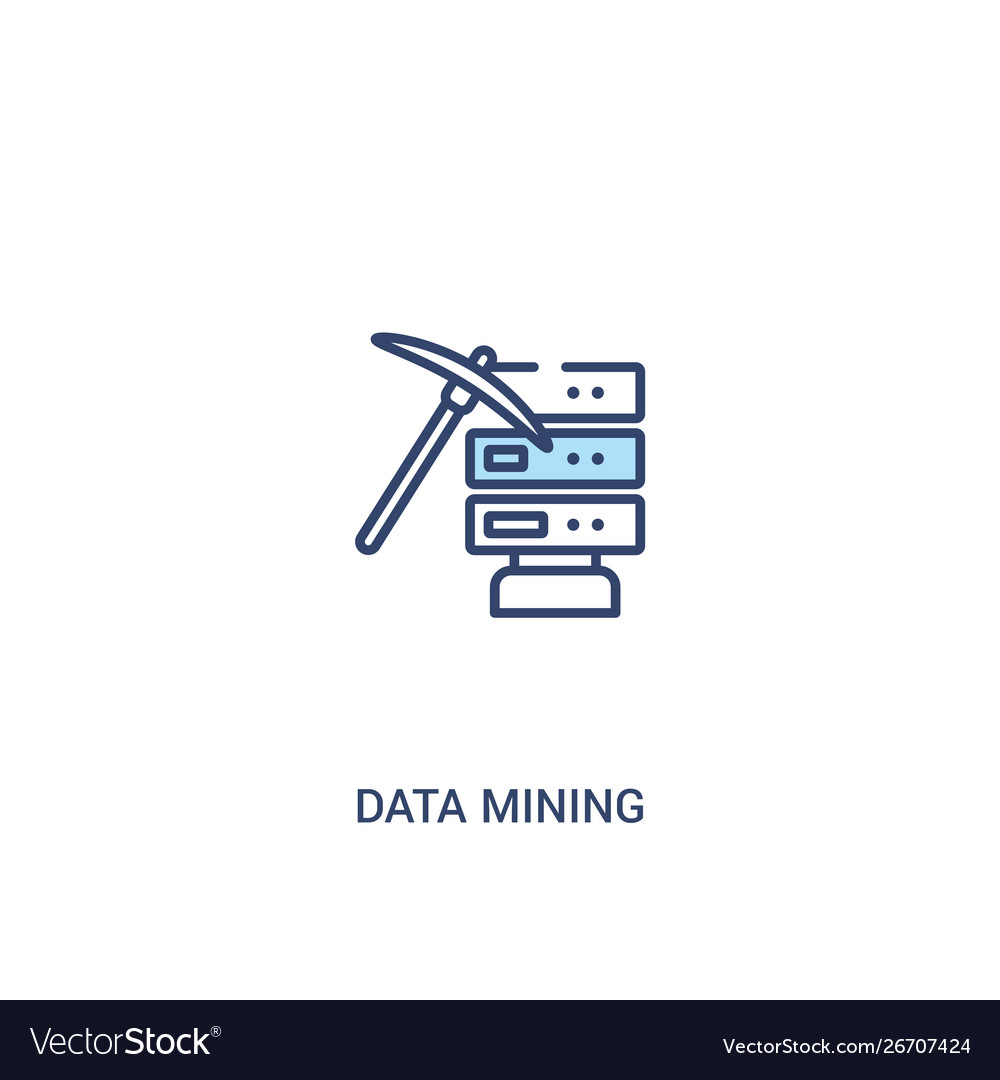Data mining concept 2 colored icon simple line vector image Data mining concept 2 colored icon simple line