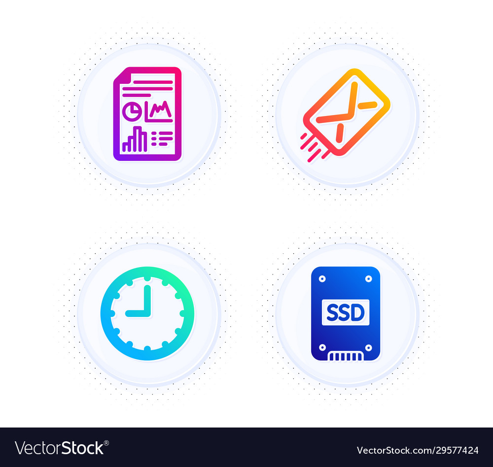 E-mail time and report document icons set ssd vector image E-mail time and report document icons set ssd