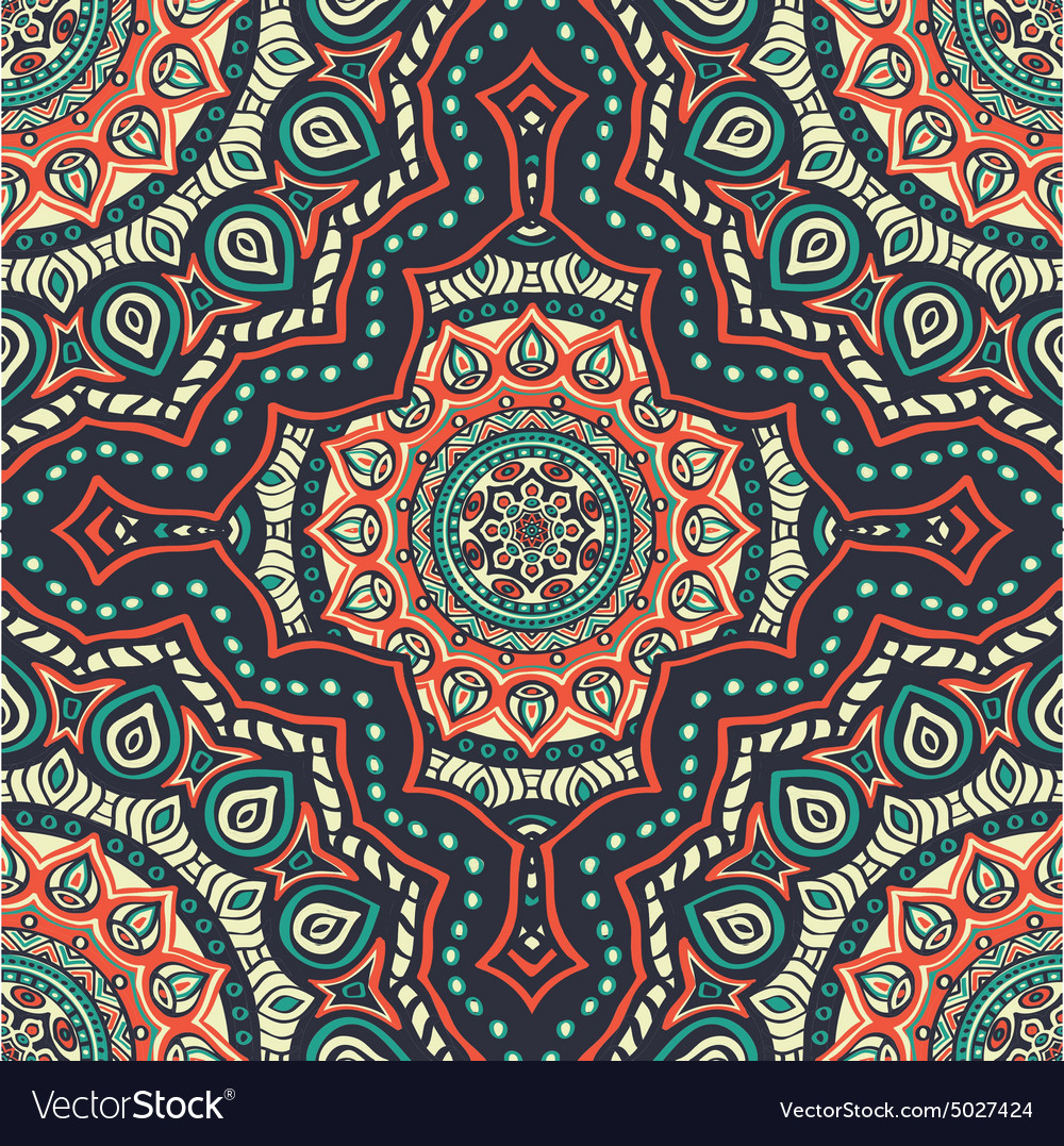 Ethnic floral seamless pattern Royalty Free Vector Image