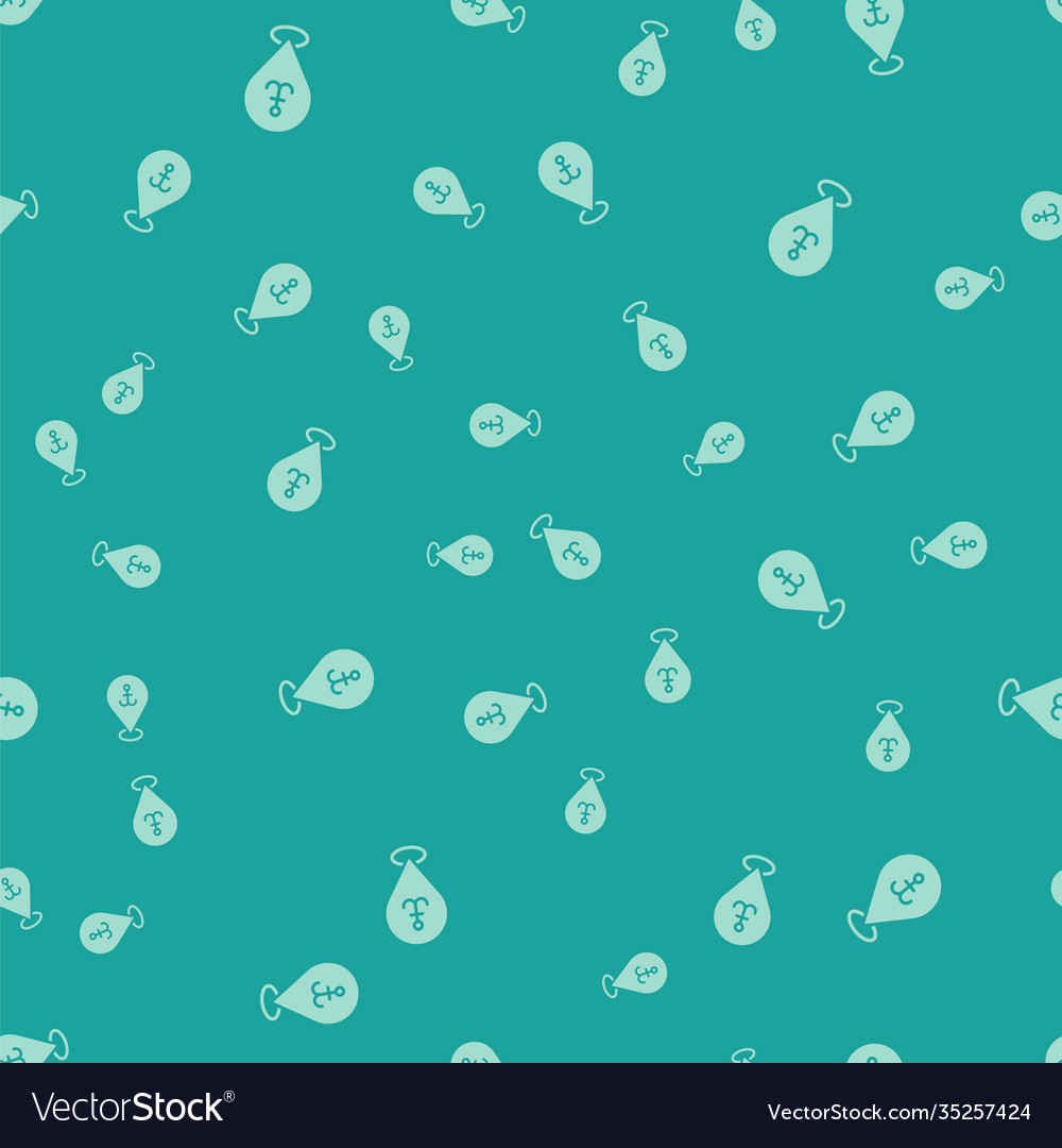 Green map pointer with anchor icon isolated