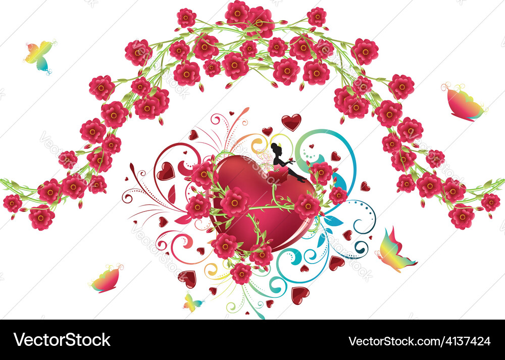 Heart with roses4 Royalty Free Vector Image - VectorStock