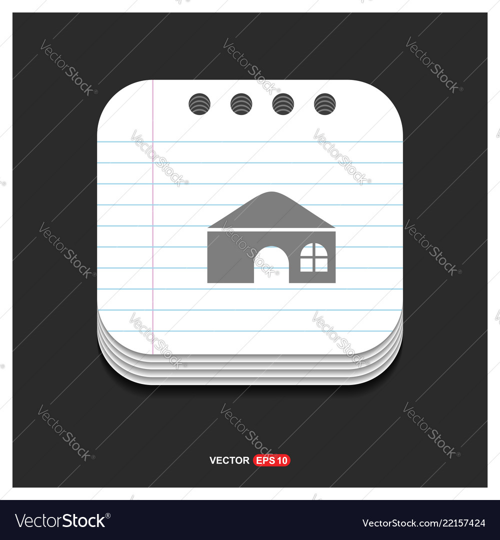 House icon gray on notepad style template vector image House icon gray on notepad style template