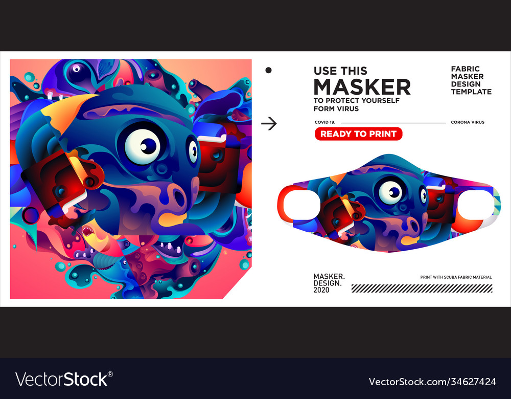 Masker design template and mockup with colorful