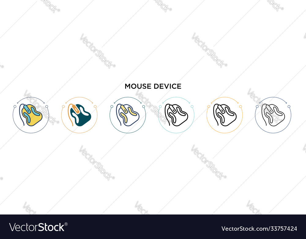 Mouse device icon in filled thin line outline