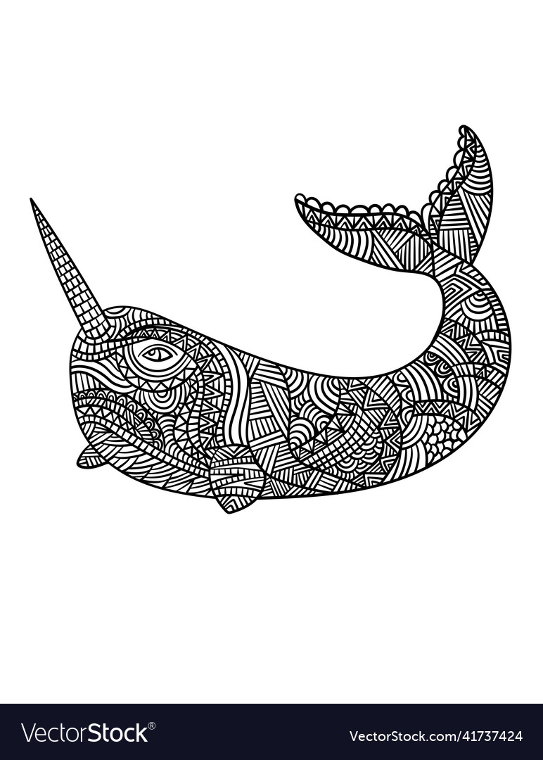 Narwhal mandala Färbung Seiten für Erwachsene