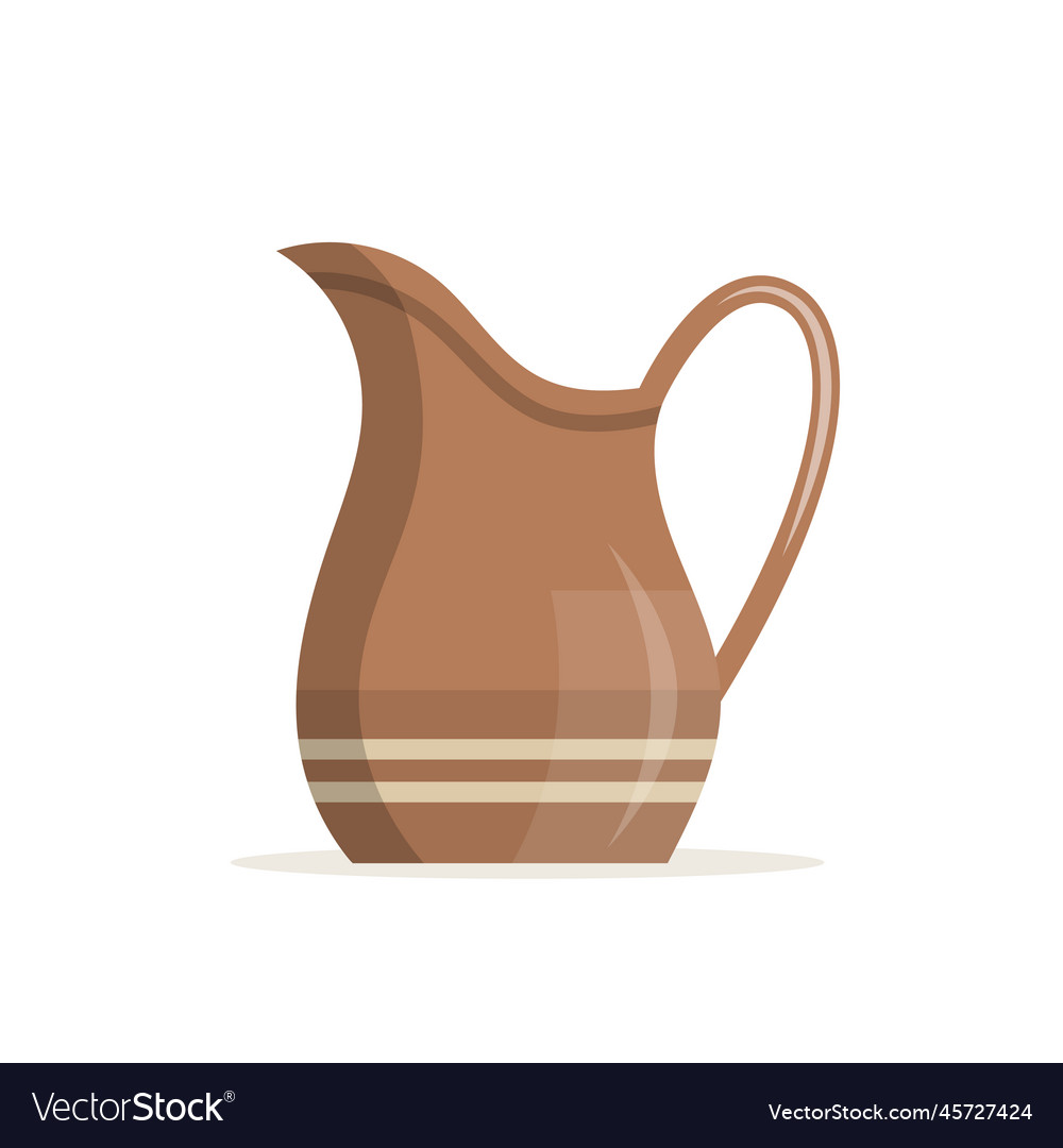 Old clay jug with handle rustic pottery