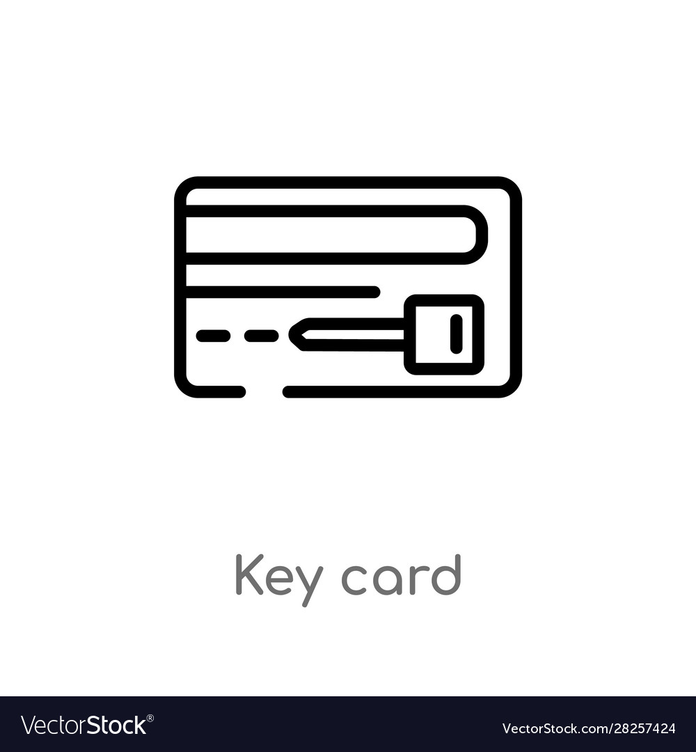 Outline key card icon isolated black simple line