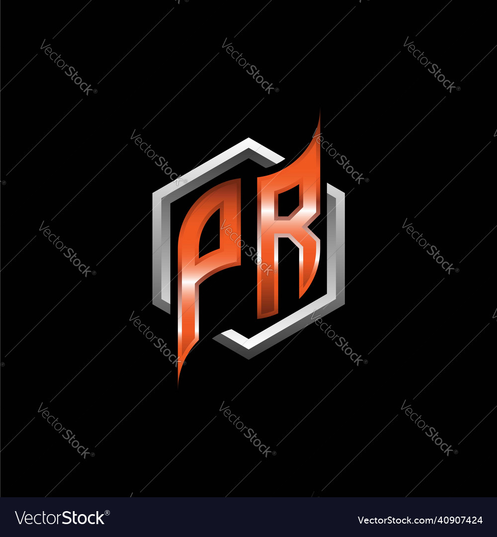 Pr monogram geometric orange with hexagonal Vector Image Pr monogram geometric orange with hexagonal
