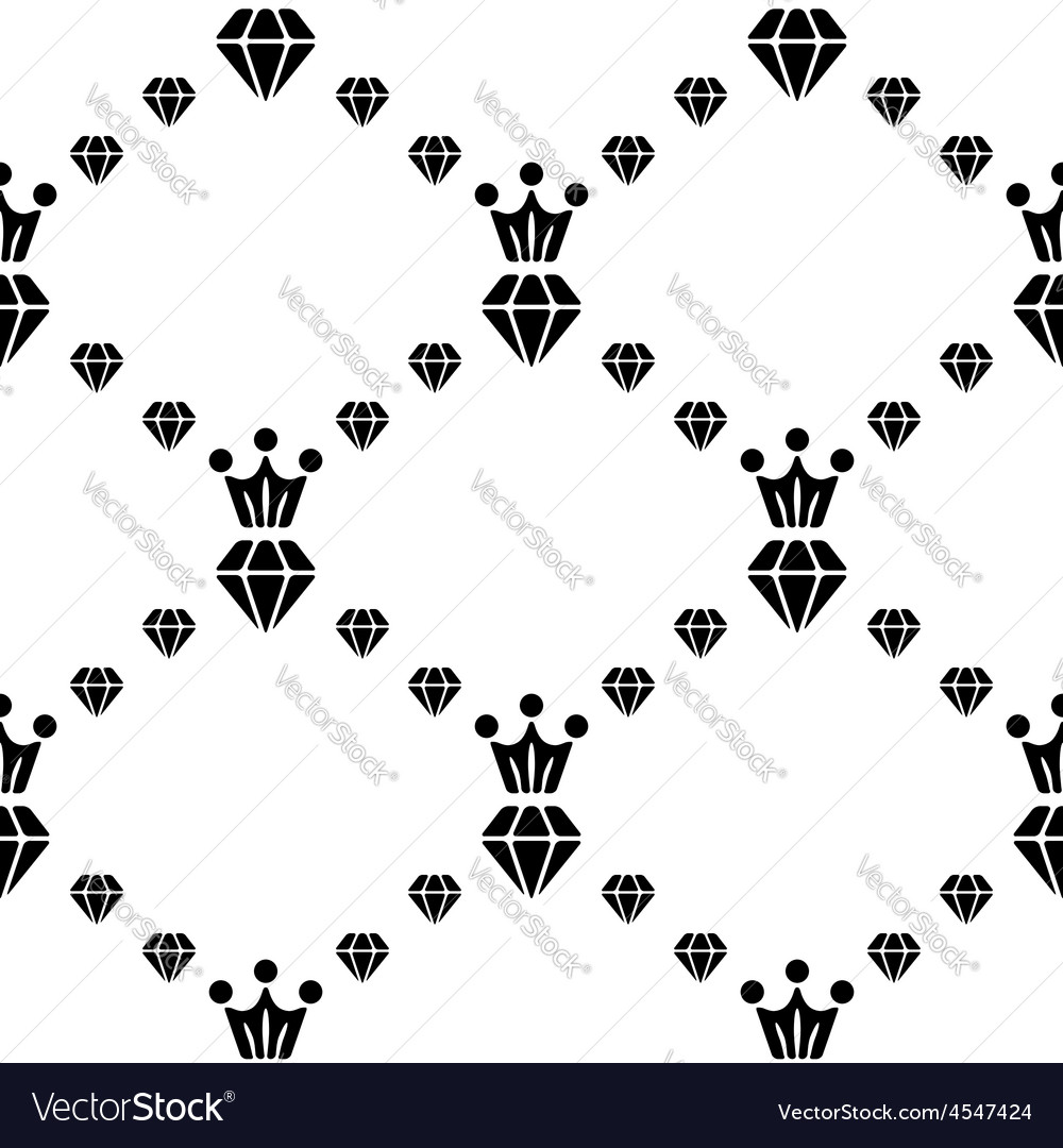 Seamless pattern with diamonds and crown