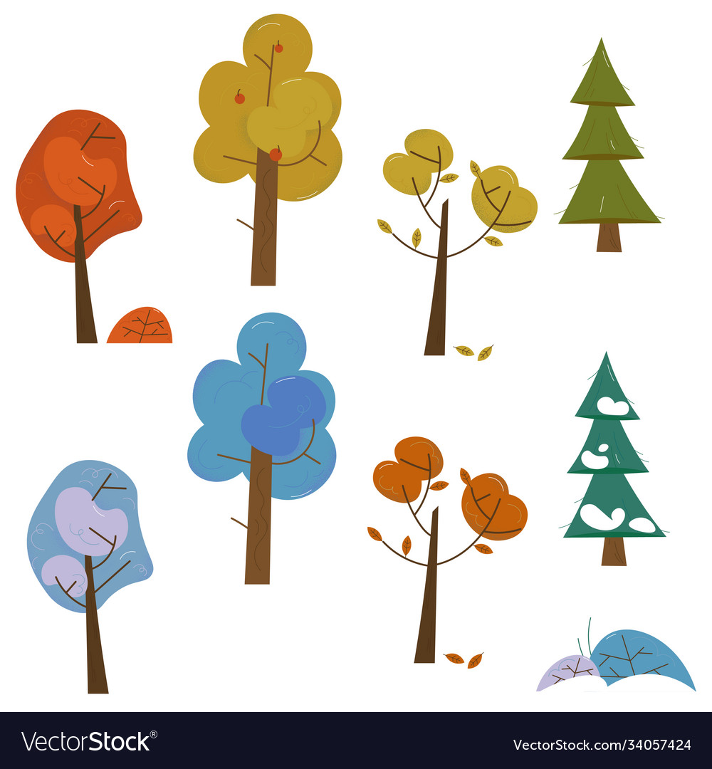 Set different colorful tree species vector image Set different colorful tree species