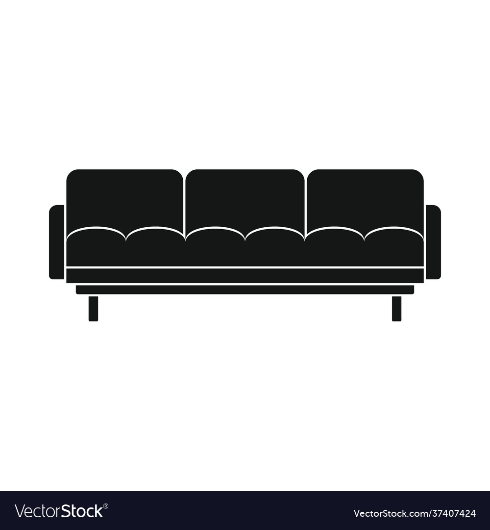 Sofa black simple icon isolated on white