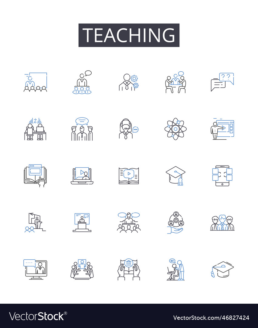 Teaching Line Icons Collection Instructing Vector Image