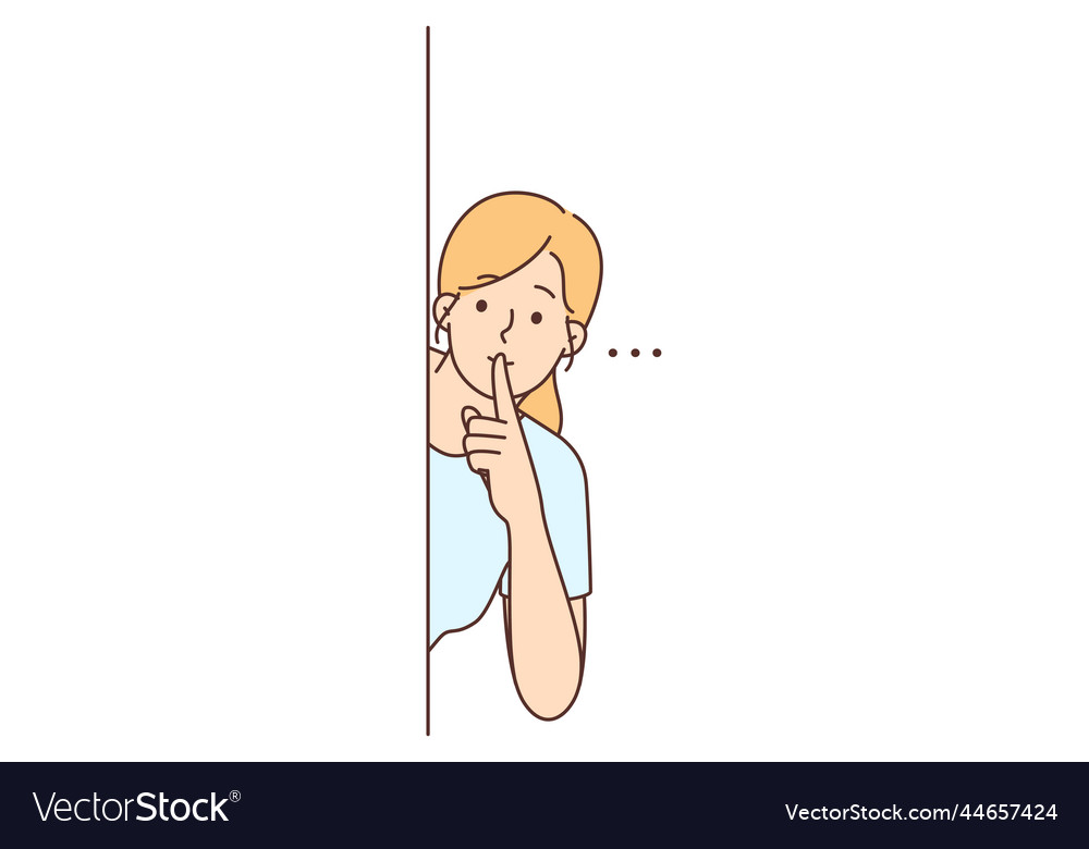 Junge Frau zeigt hush Hand Geste vector image Junge Frau zeigt hush Hand Geste