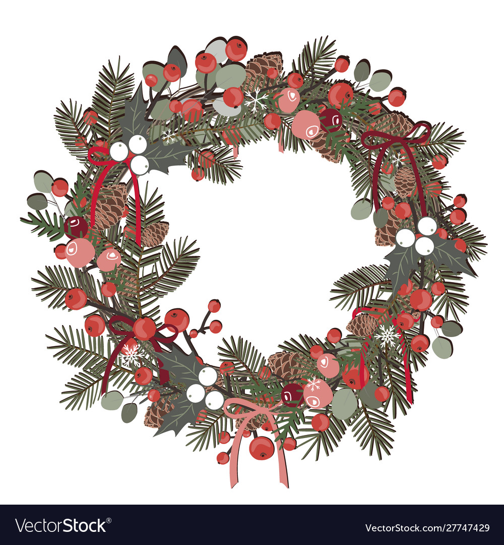 Beautiful christmas decorative wreath pine