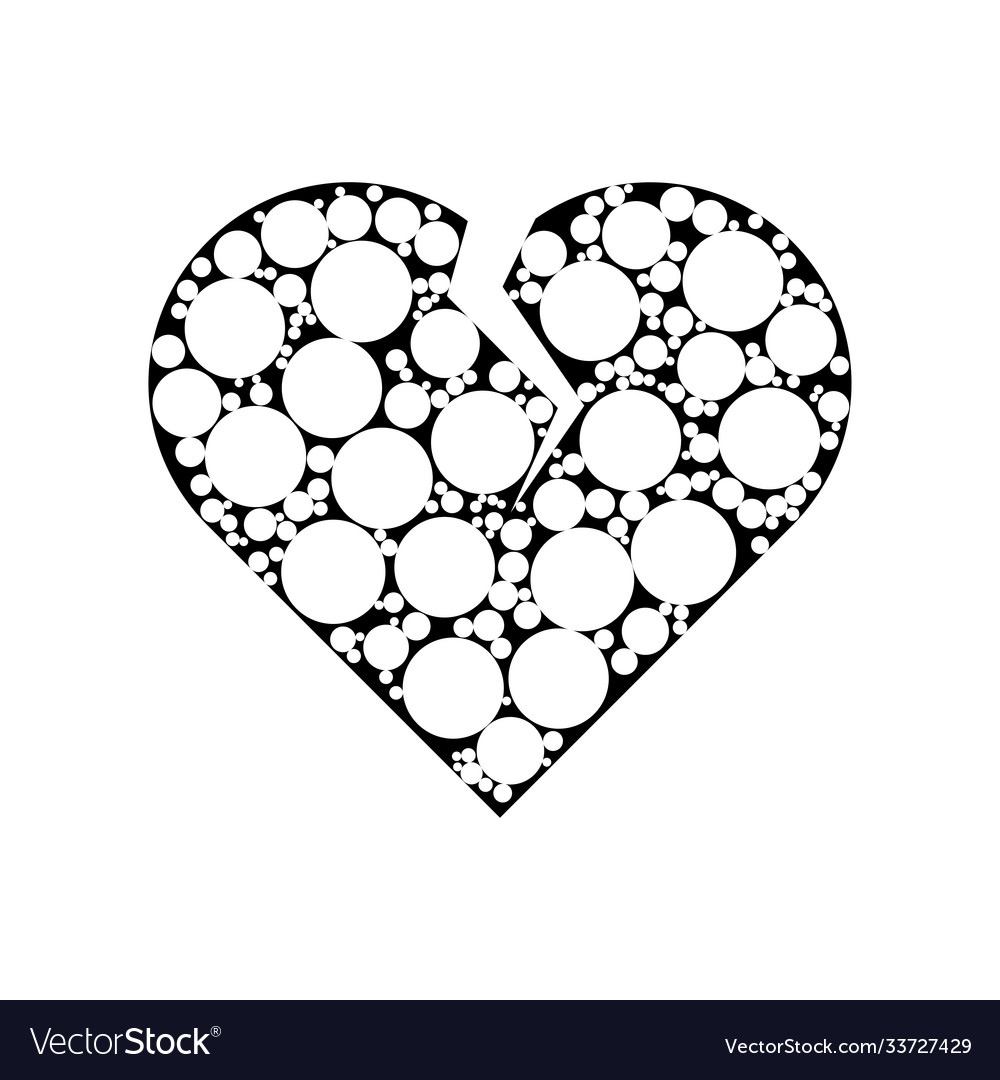 Broken heart mosaic round dots in various