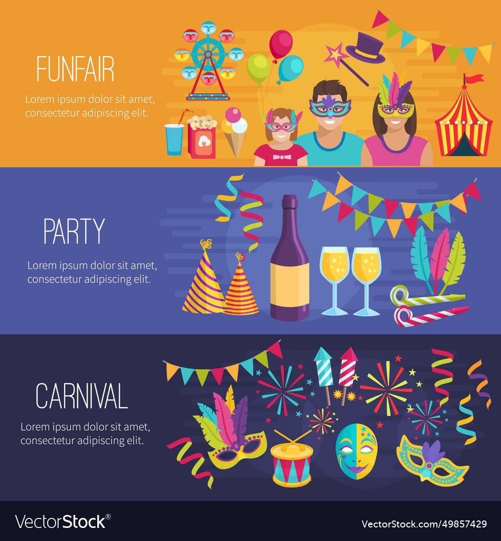 Carnival flat banners Royalty Free Vector Image