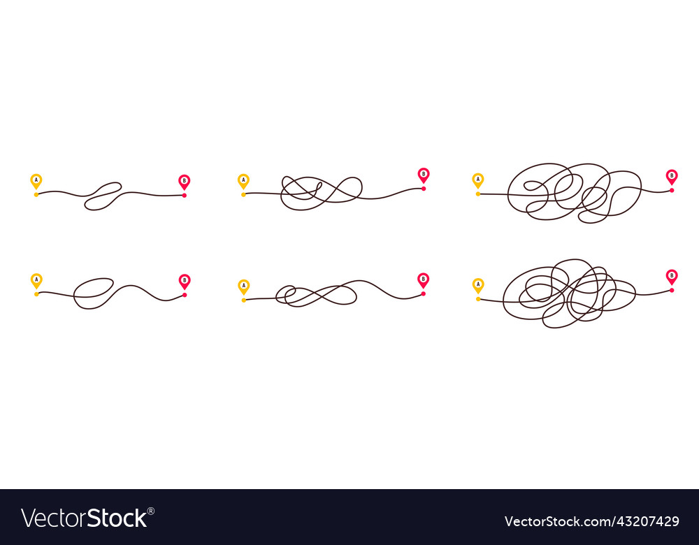Komplizierter Weg und einfacher Weg von Punkt a bis b vector image Komplizierter Weg und einfacher Weg von Punkt a bis b