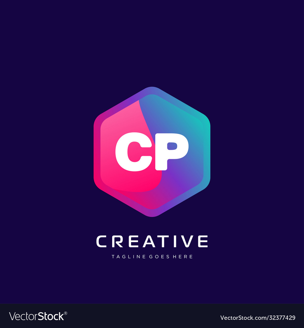 Cp initial logo with colorful template vector image Cp initial logo with colorful template