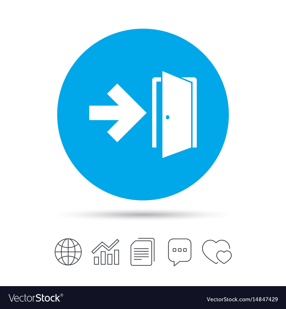 Emergency exit sign icon door with right arrow