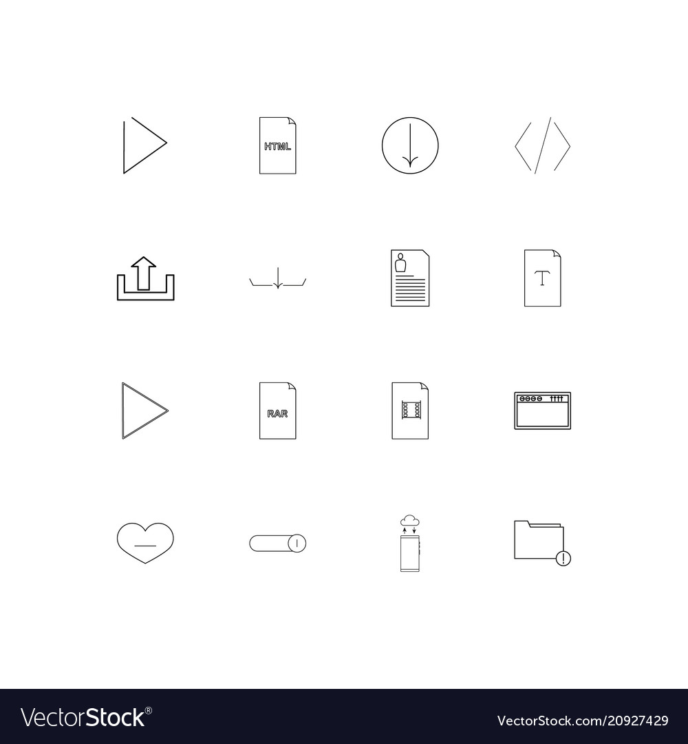 Files and folders sign linear thin icons set