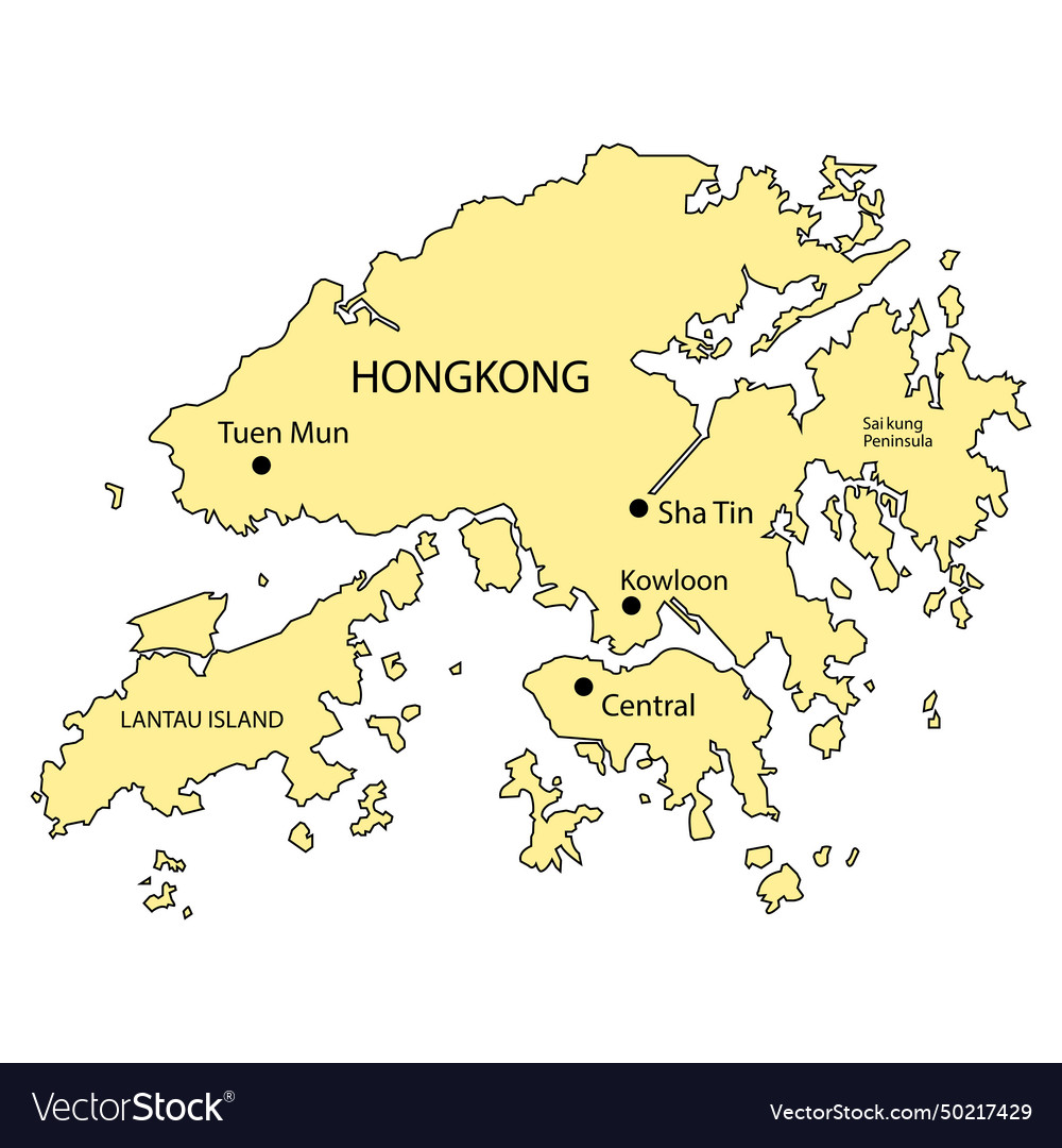 Hong kong map Royalty Free Vector Image - VectorStock