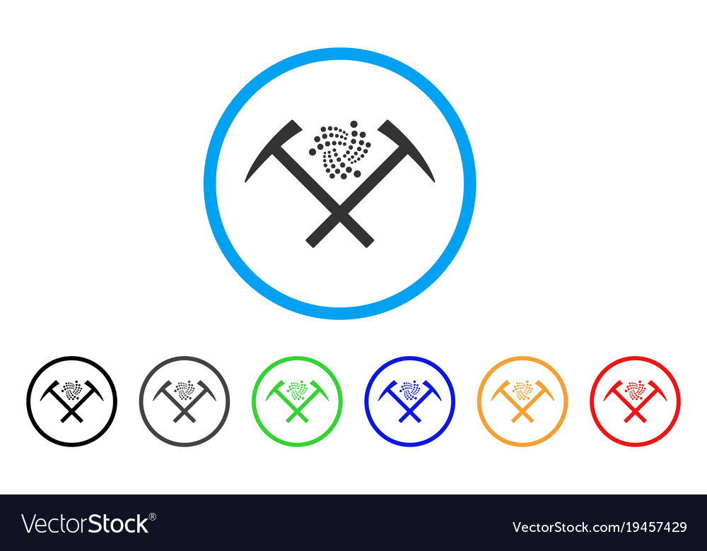 Iota mining hammers rounded icon