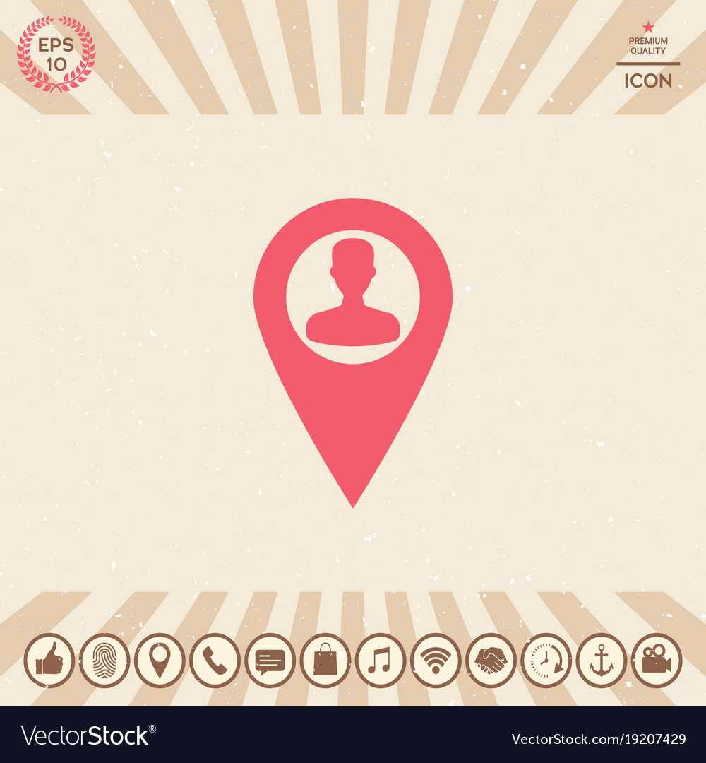 Map pointer with man silhouette