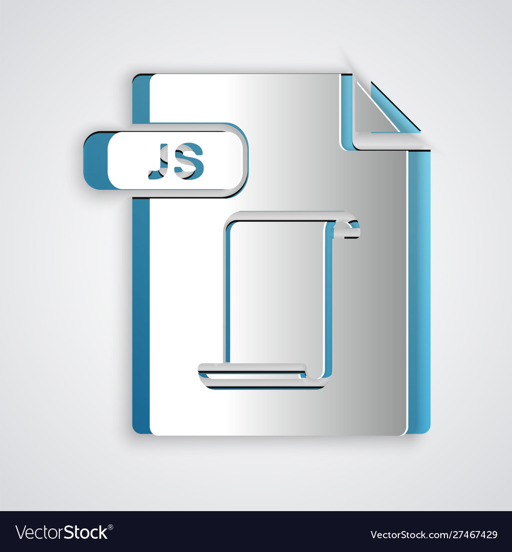 Paper cut js file document download button vector image Paper cut js file document download button