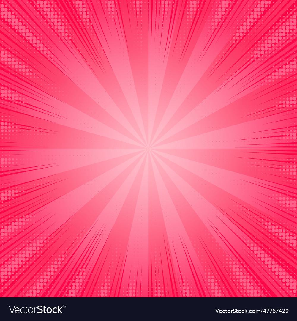 Pink comic background with sunburst and rays Vector Image