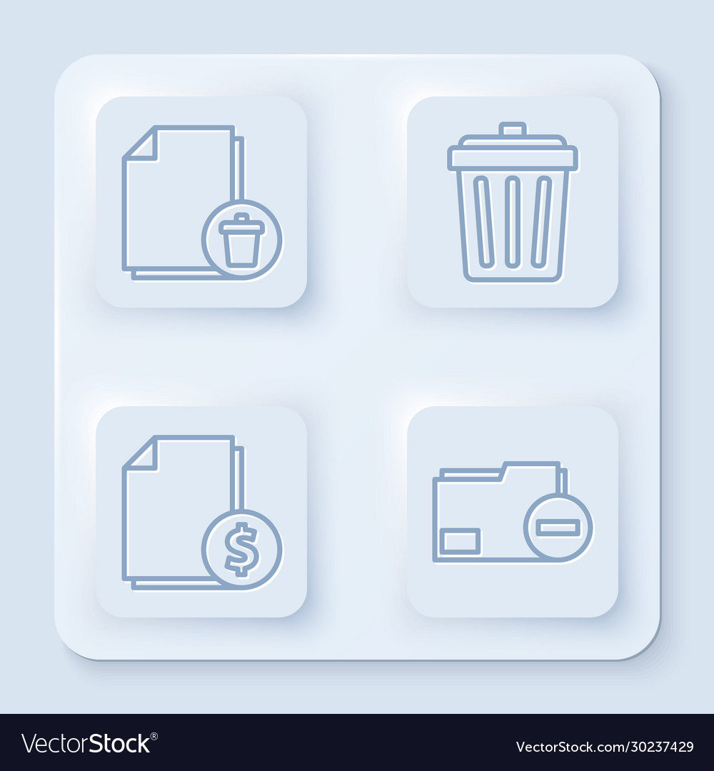Set line delete file document trash can finance vector image Set line delete file document trash can finance