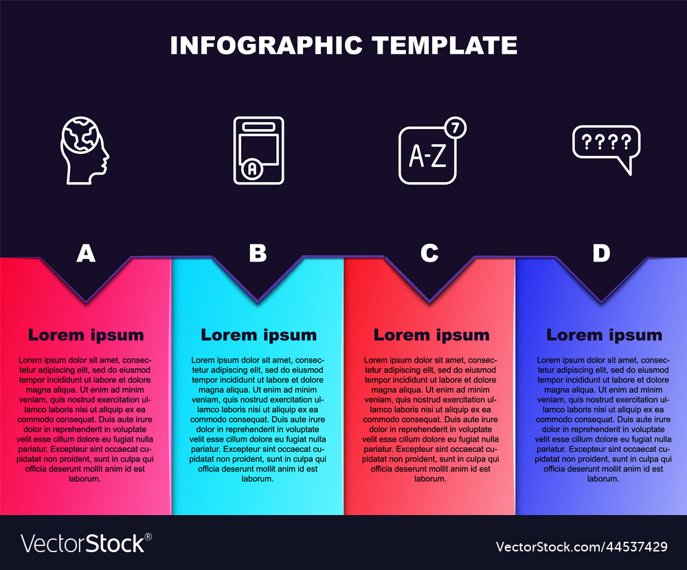 Set line learning foreign languages exam sheet vector image Set line learning foreign languages exam sheet