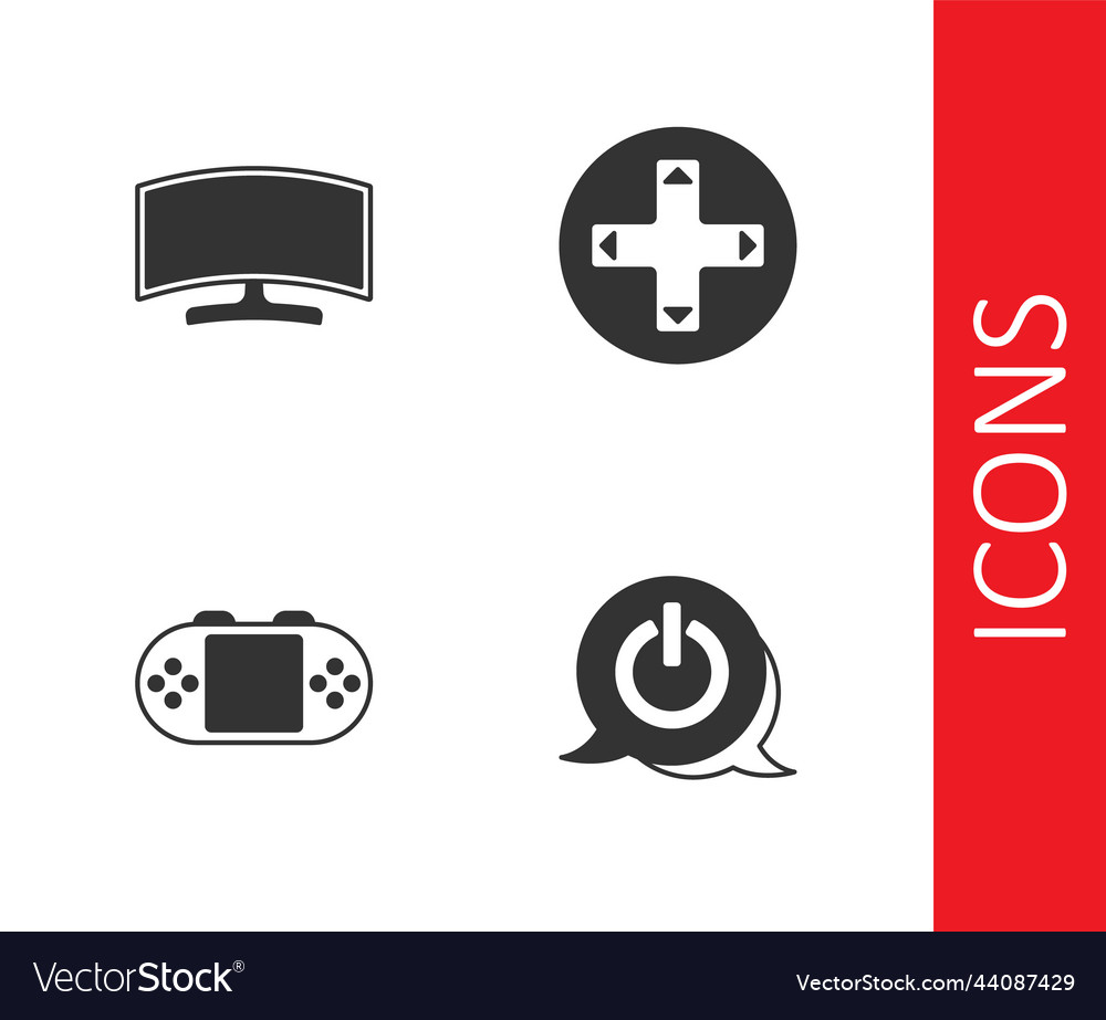 Set power button computer monitor portable video vector image Set power button computer monitor portable video