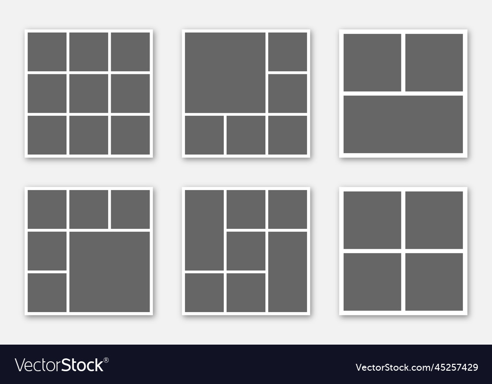 Simple photo collage template set Royalty Free Vector Image